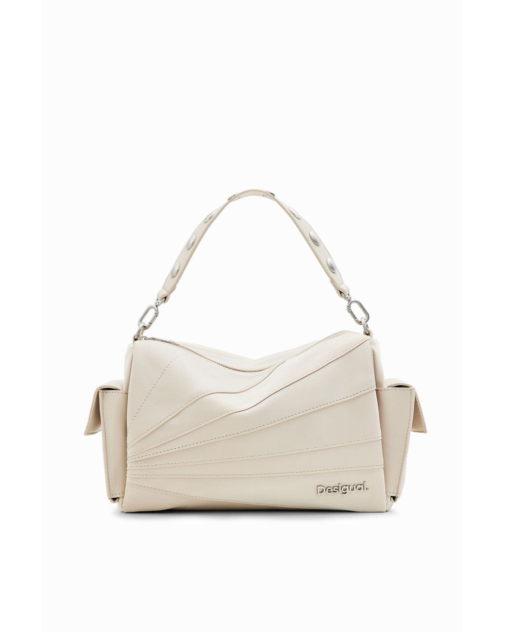 Desigual White M Patchwork Textures Bag, Polyurethane