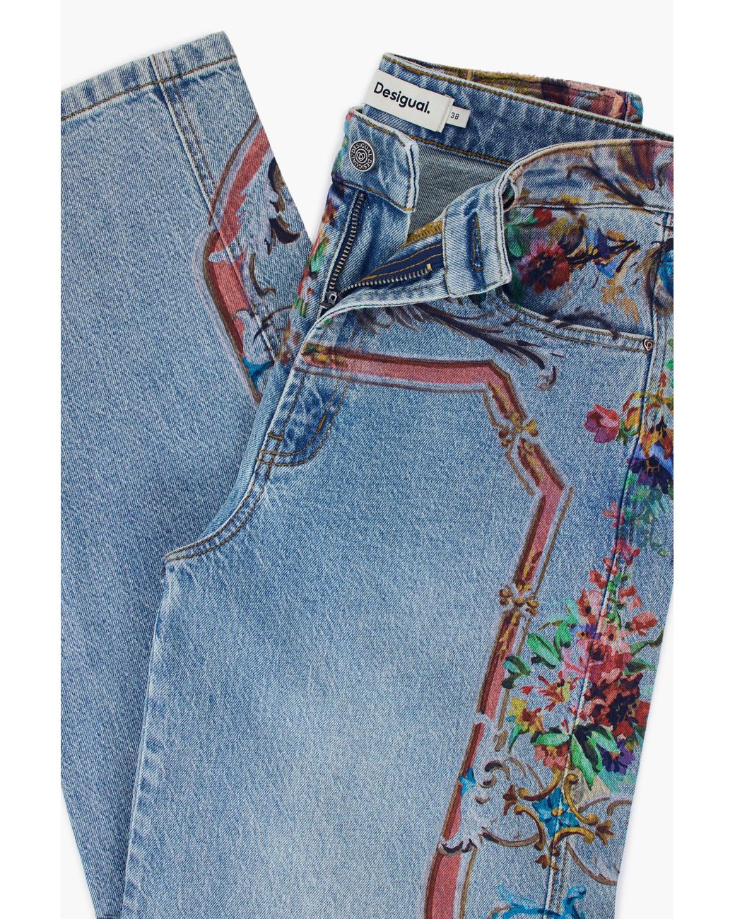 Desigual Blue Printed Balloon Jeans, Cotton