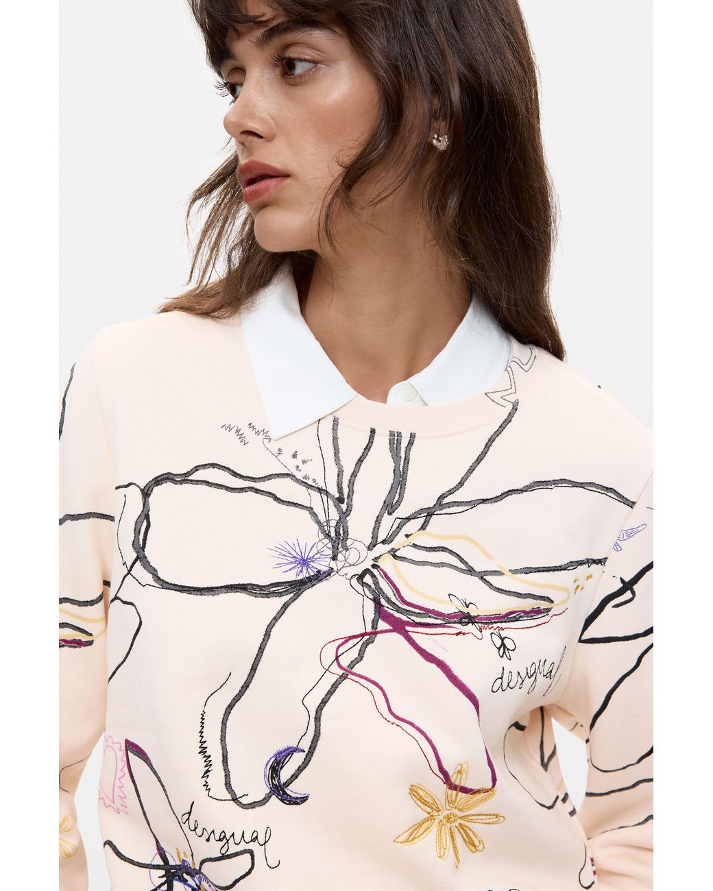 Desigual Natural Floral Print Sweatshirt, Cotton