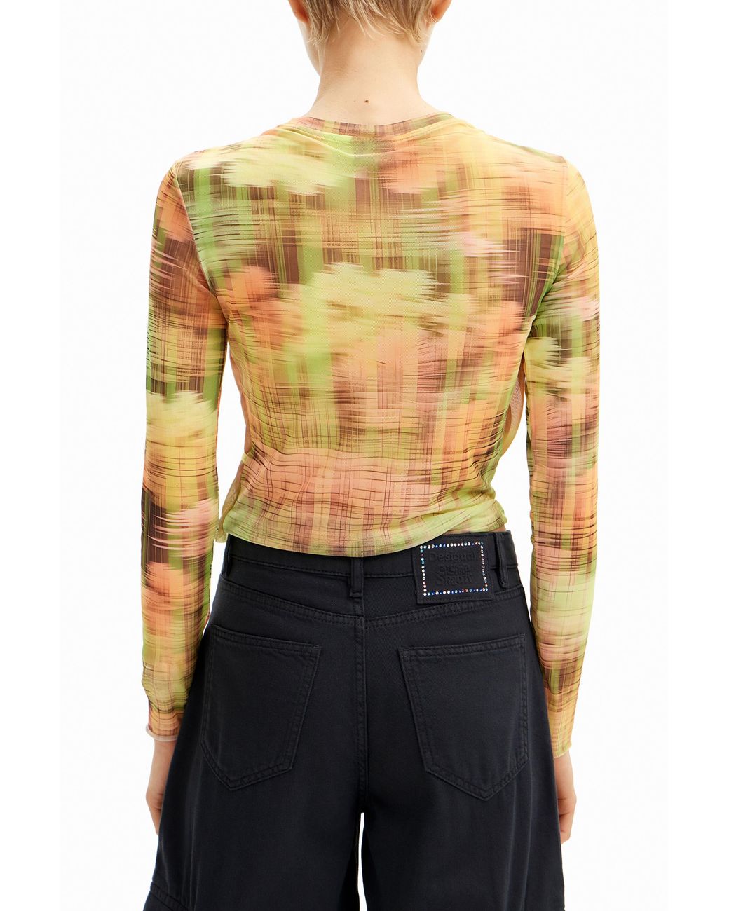 Desigual Yellow Double Layer Knit T-Shirt, Polyester