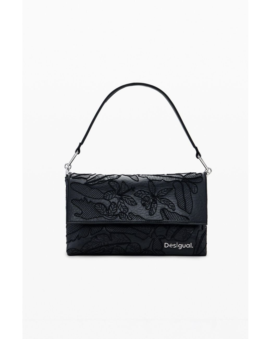 Desigual Black Medium Embroidered Crossbody Bag, Polyurethane