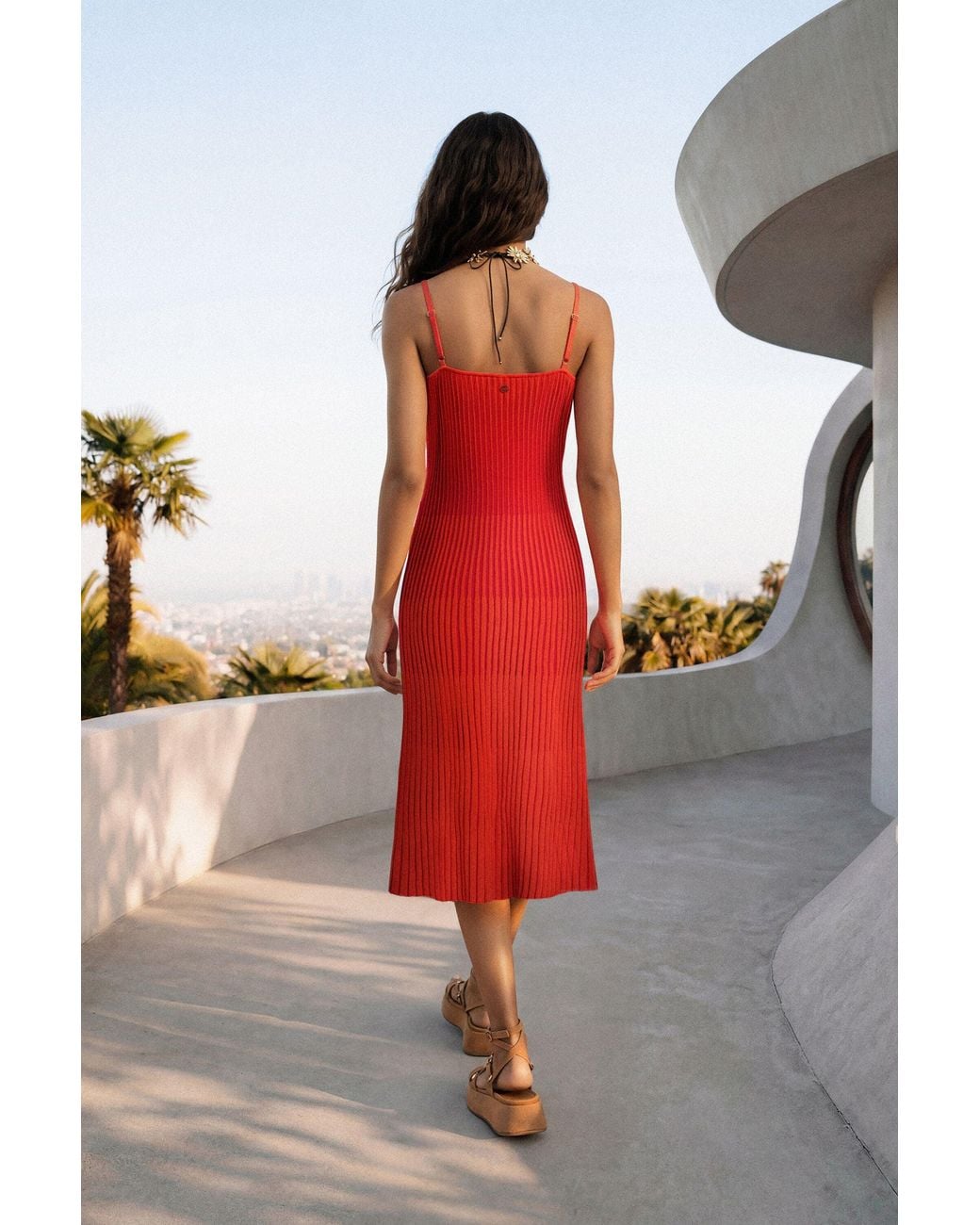 Desigual Red Strappy Dress 100% Cotton, Cotton