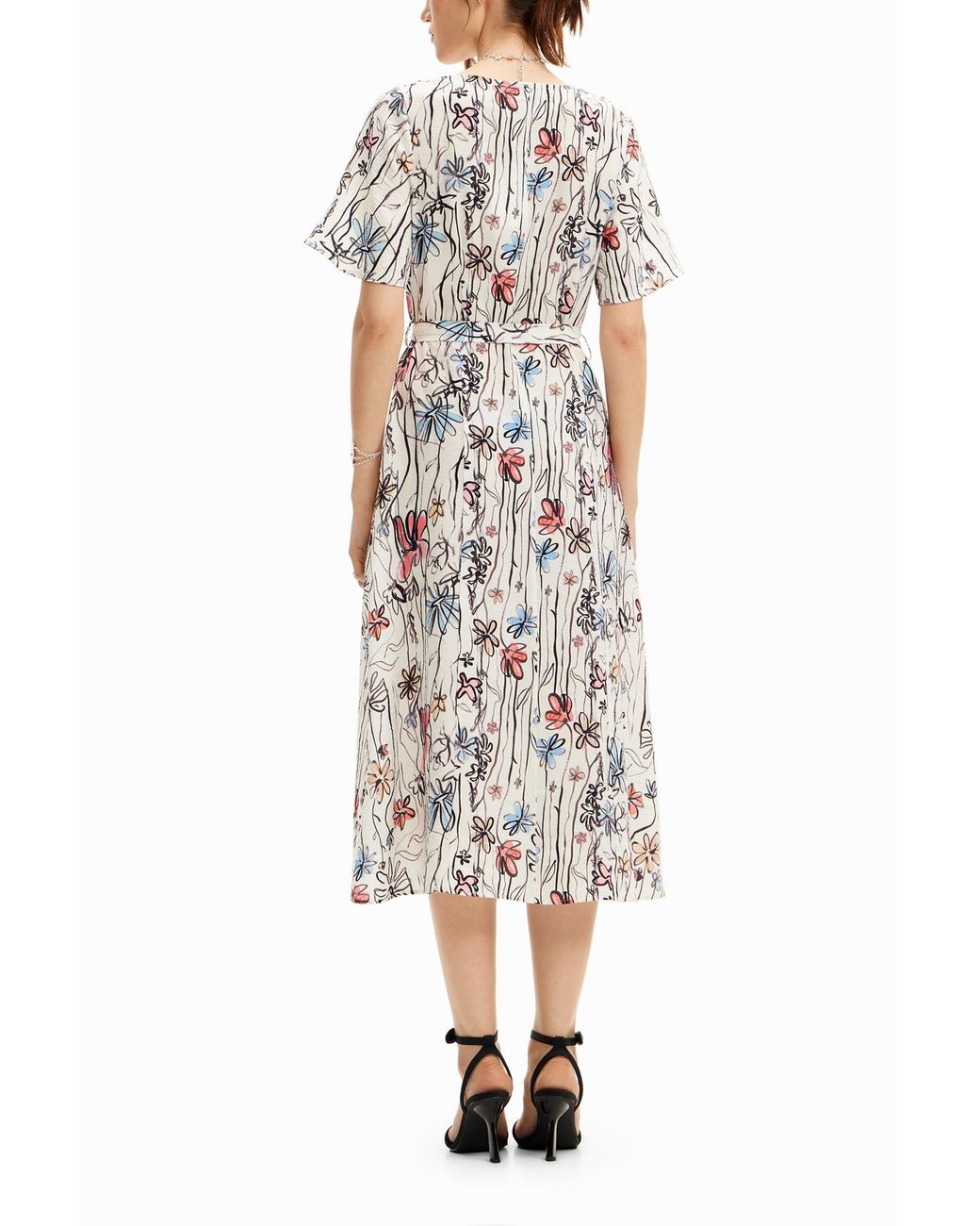 Desigual White Wrap Dress With Flowers