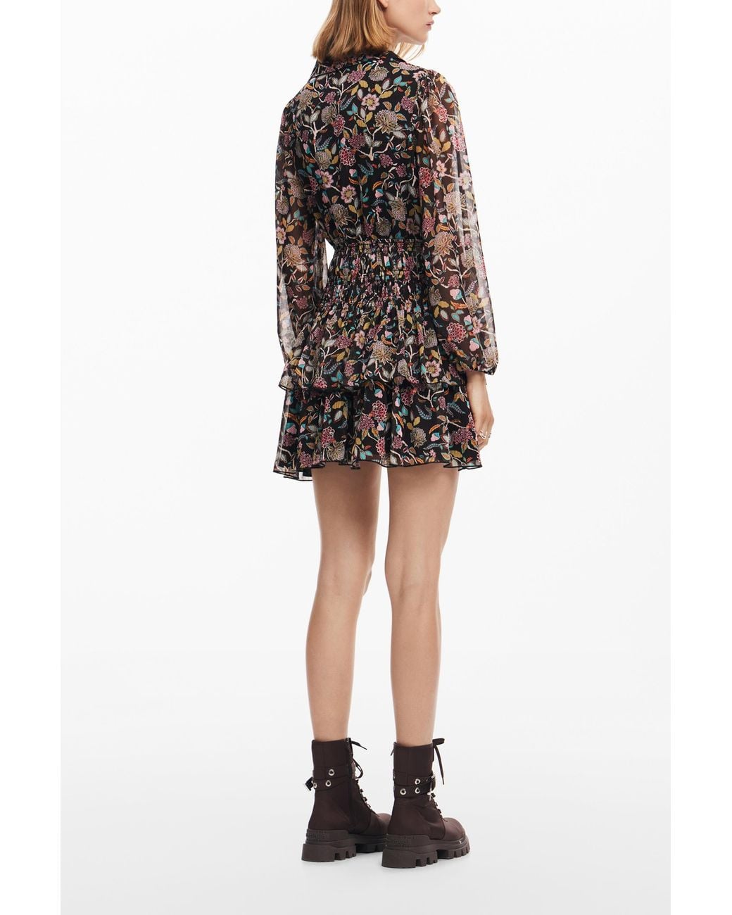 Desigual Red Short Floral Dress, Polyester