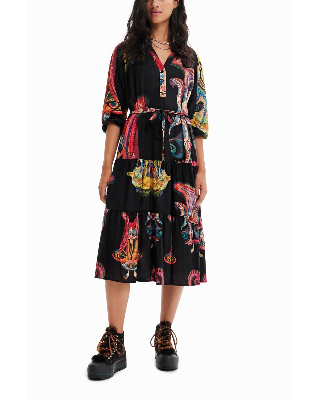Desigual Black Christian Lacroix Long Dress, Viscose