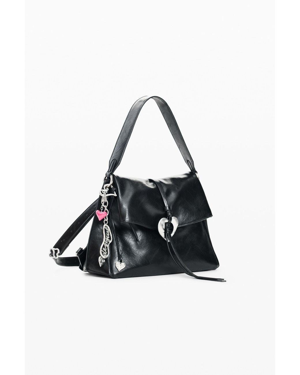 Desigual Black Medium Faux Leather Bag, Polyurethane