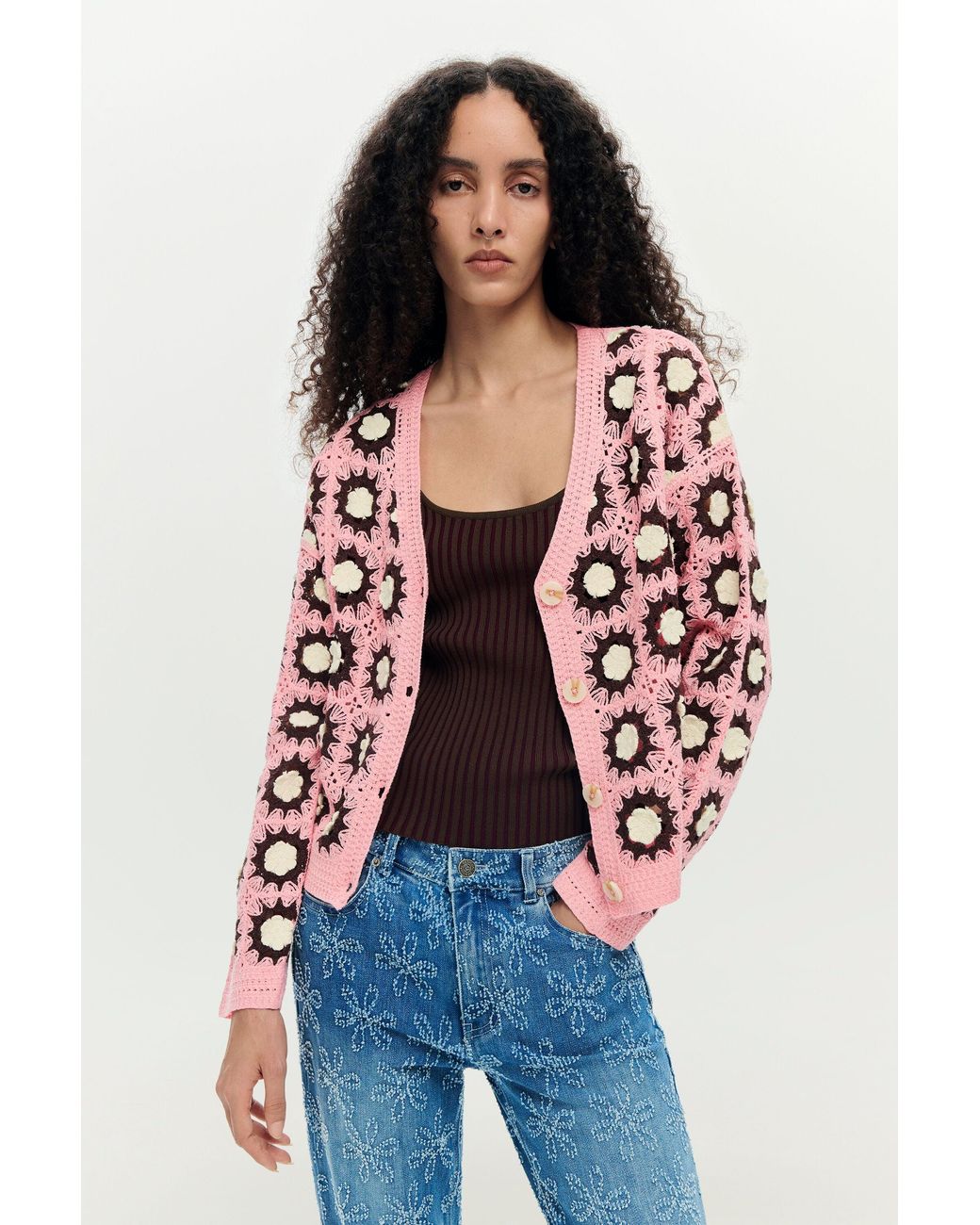 Desigual Blue Crochet Cardigan