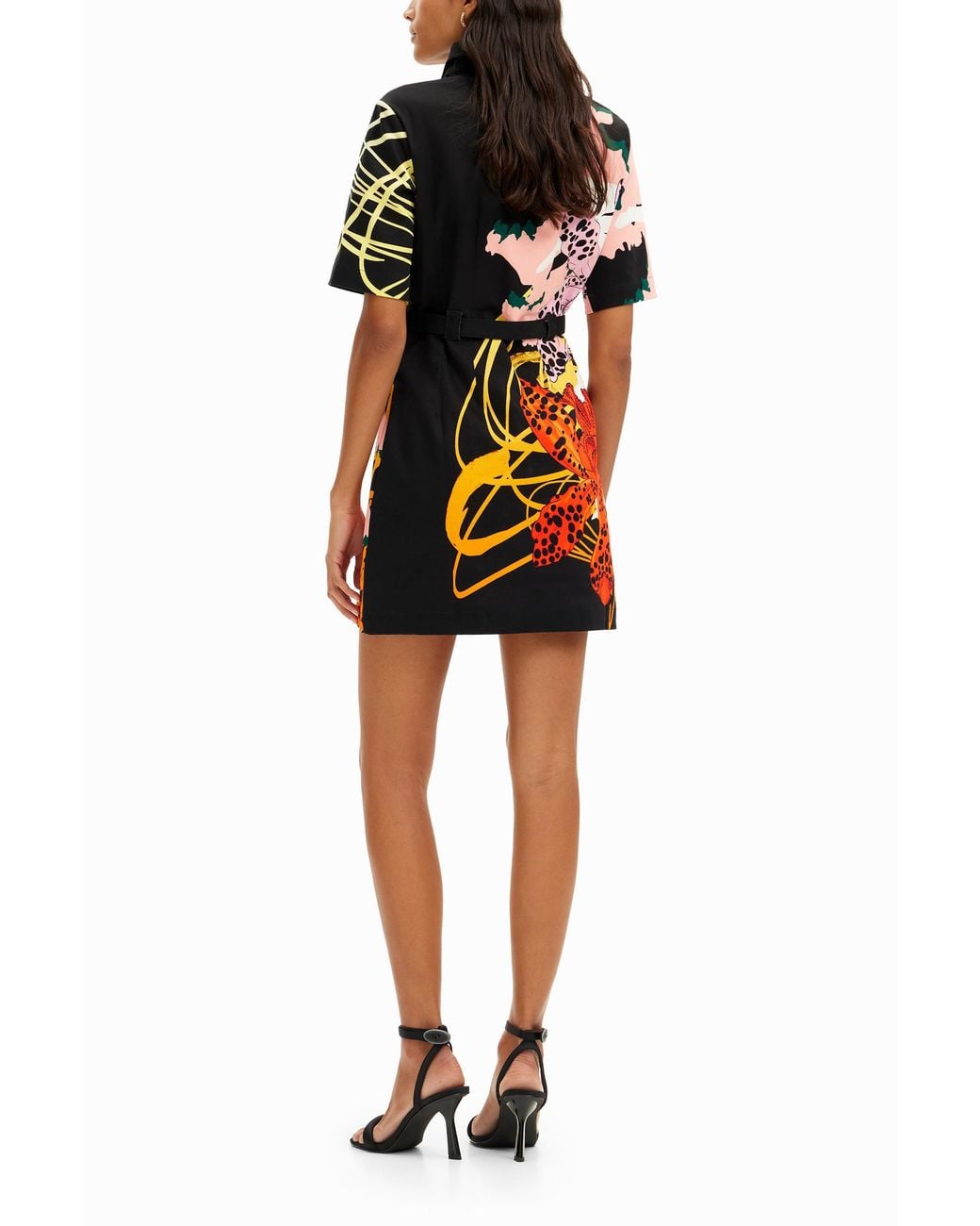 Desigual Red Christian Lacroix Short Orchid Shirt Dress, Cotton