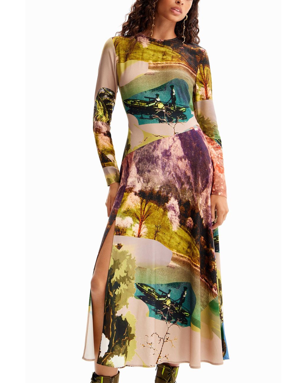 Desigual Multicolor M. Christian Lacroix Collage Midi Dress, Viscose