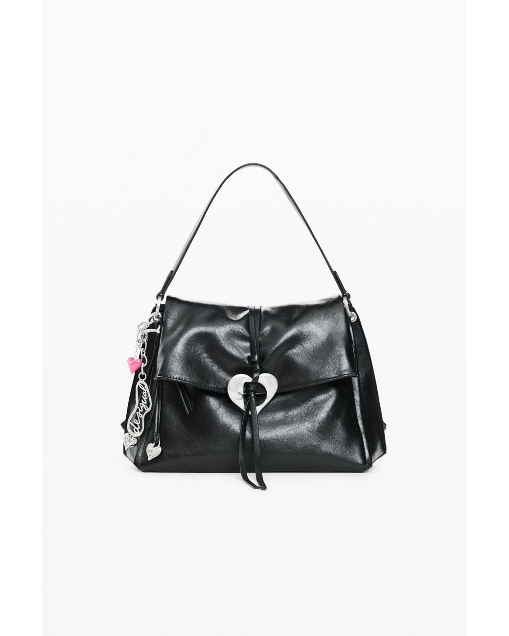 Desigual Black Medium Faux Leather Bag, Polyurethane