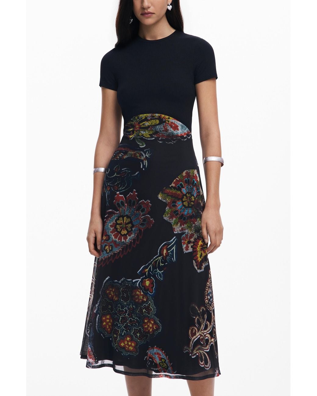 Desigual Black Dress Designed By Mr. Christian Lacroix, Polyester