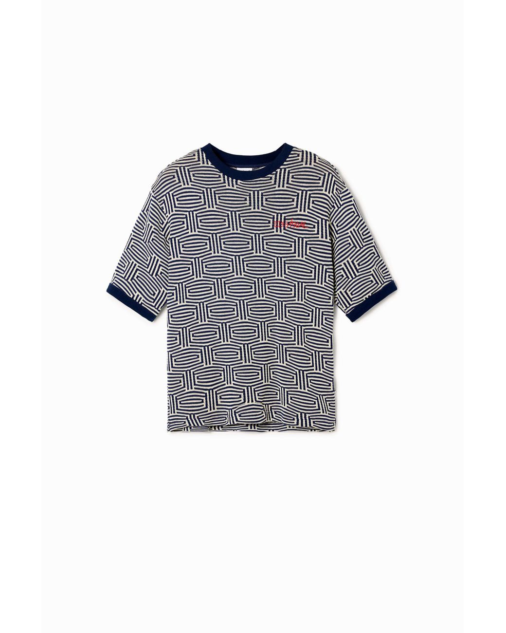 Desigual Gray Geometric Print T-Shirt for men