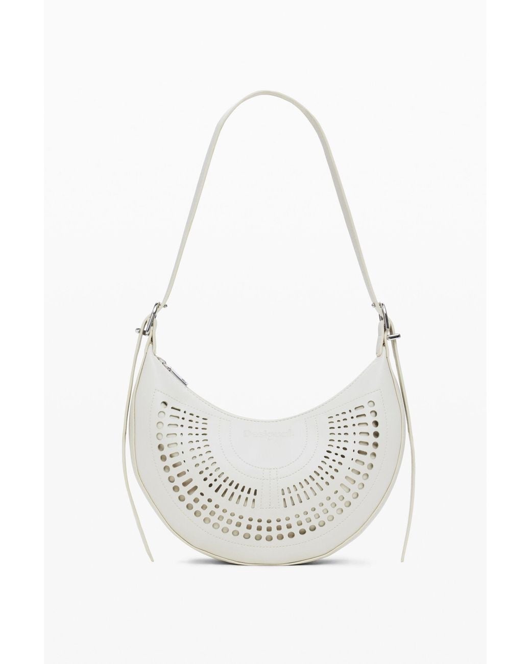 Desigual White Medium Perforated Bag, Polyurethane