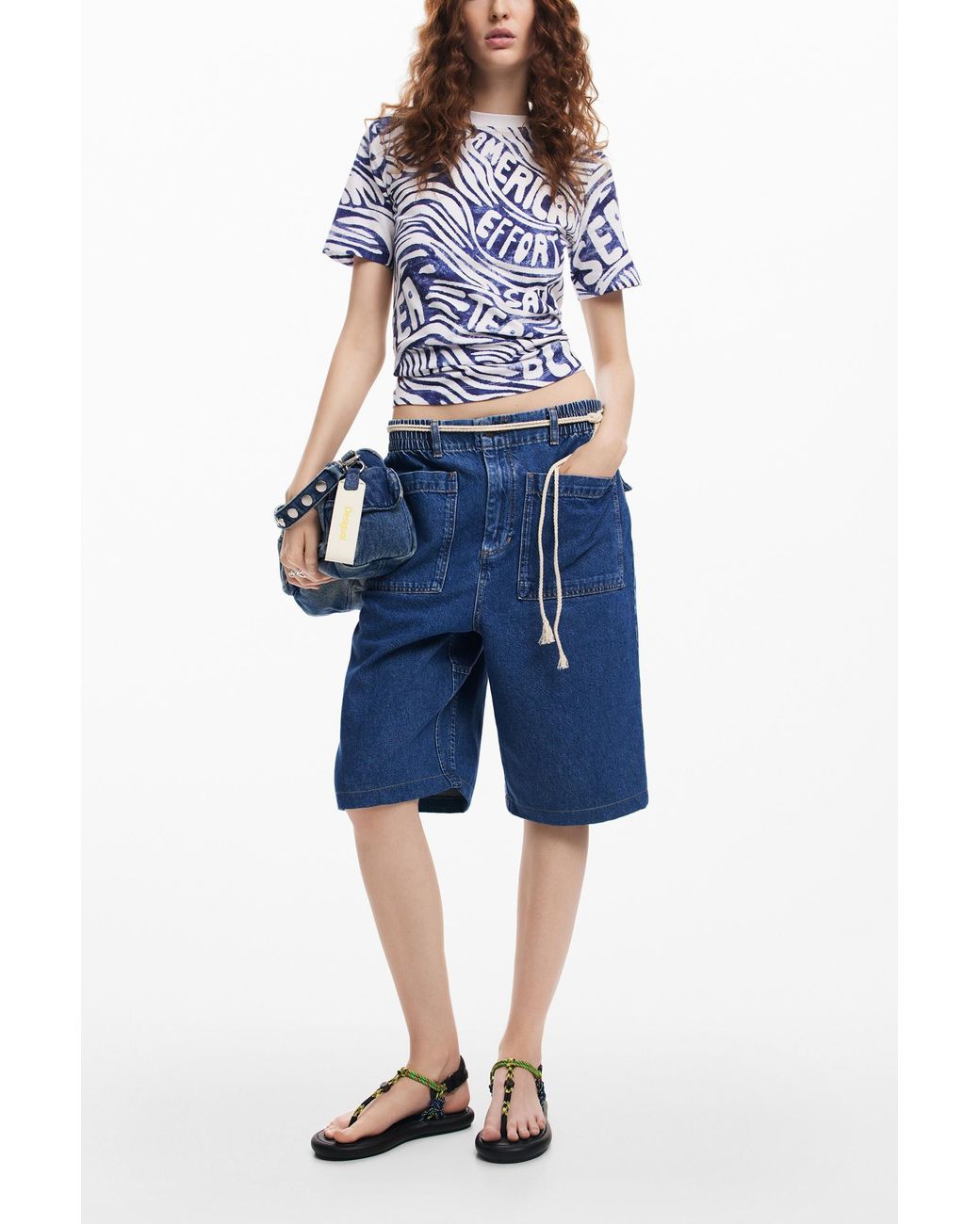 Desigual Blue American Magic T-Shirt, Cotton