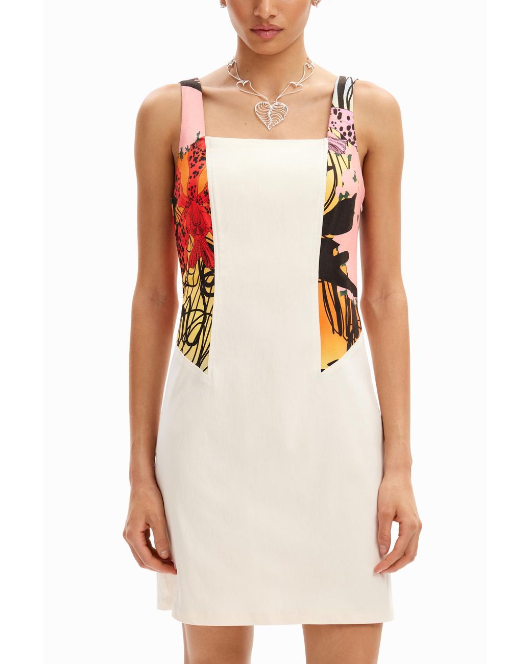 Desigual White M. Christian Lacroix Orchid Mini Dress