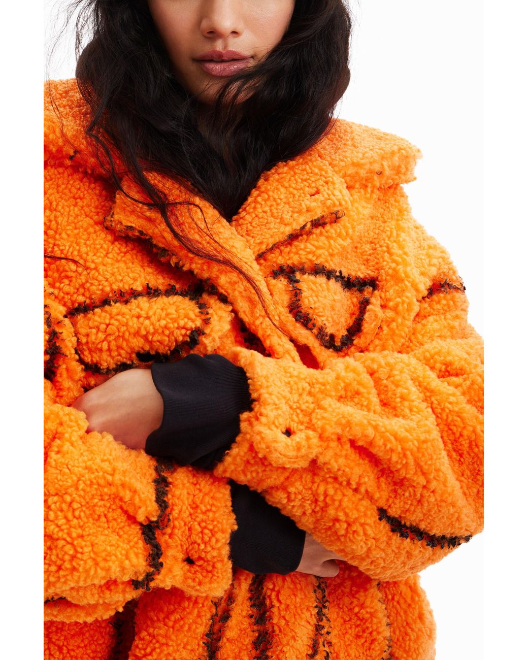 Desigual Orange Arty Fleece Jacket, Polyester