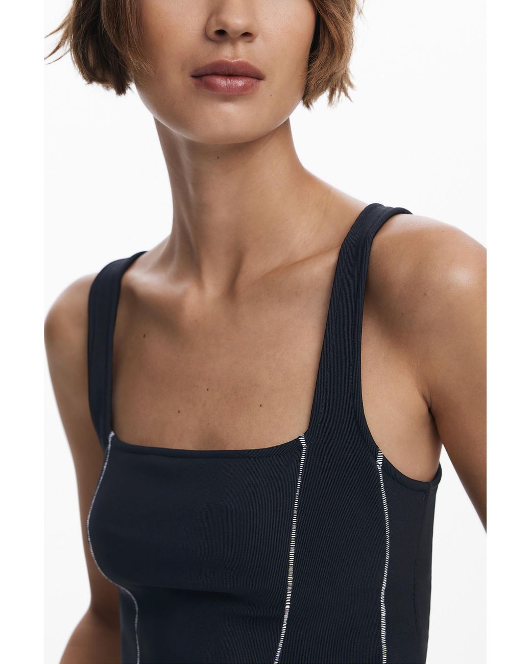 Desigual Blue Rib Tank Top, Polyester
