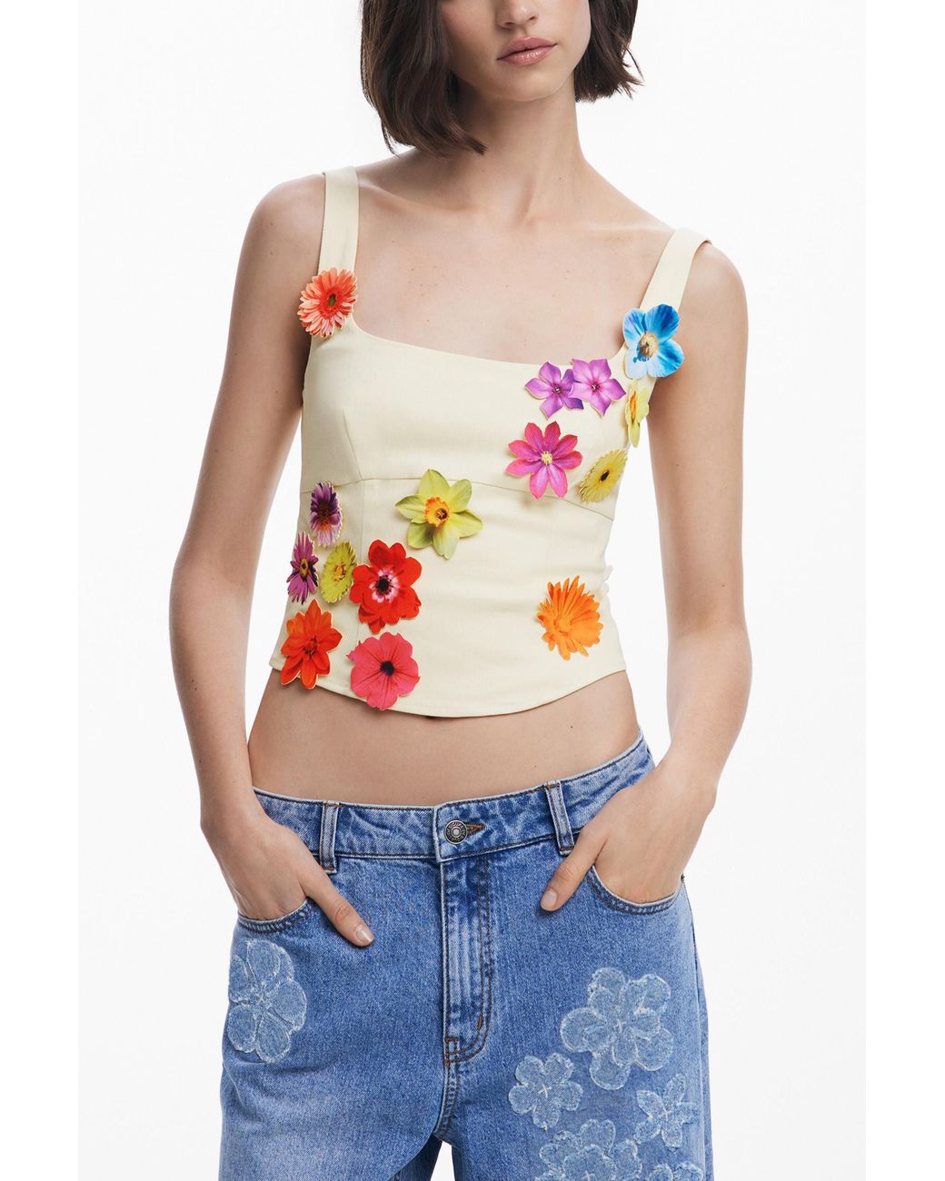 Desigual Blue Tyler Mcgillivary Floral Corset Blouse, Cotton