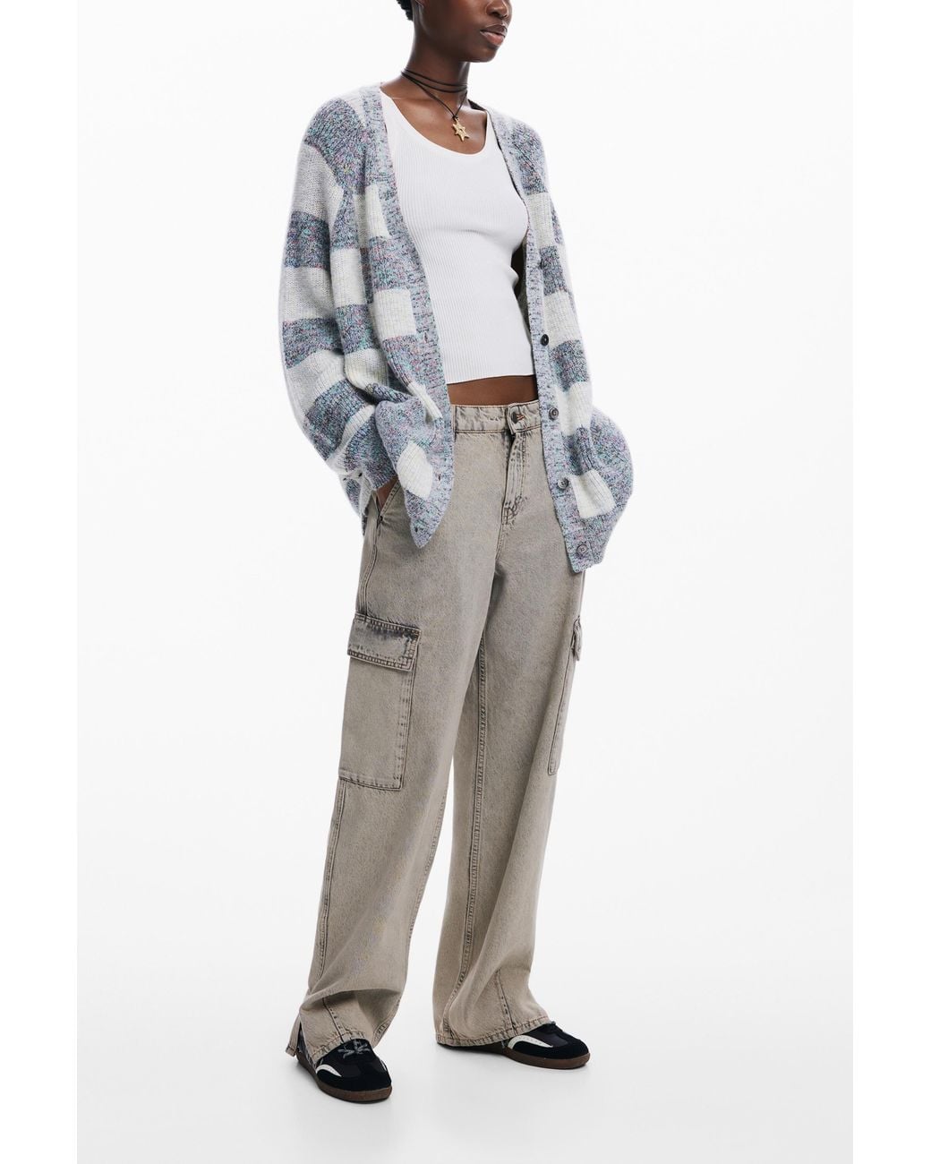 Desigual Blue Combined Knit Cardigan