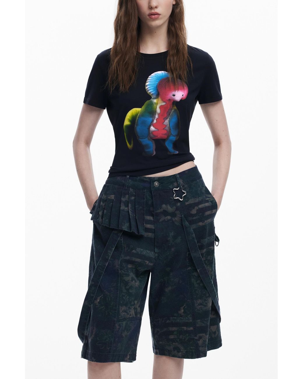 Desigual Blue Collina Strada Jort Bermuda, Cotton