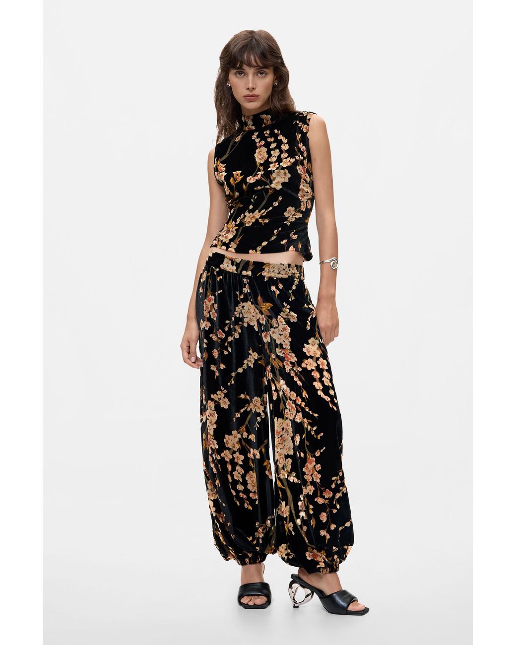 Desigual Black Velvet Floral Top