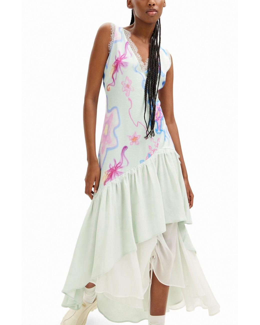 Desigual White Collina Strada Long Multilayered Strappy Dress