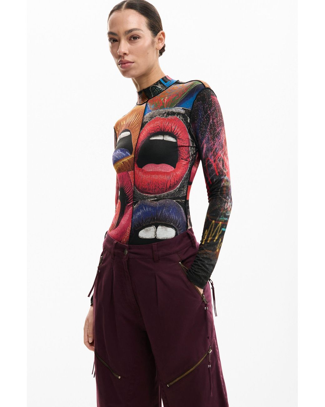 Desigual Blue Tie-Dye Trousers With Zippers, Cotton