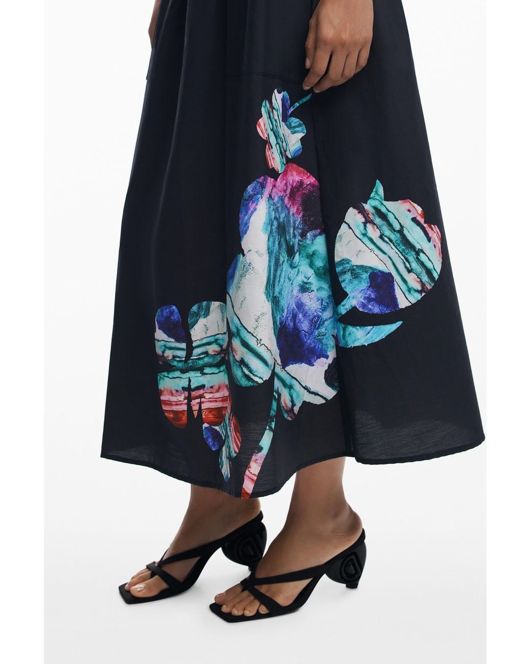 Desigual Blue Skirt Designed By Mr. Christian Lacroix, Cotton