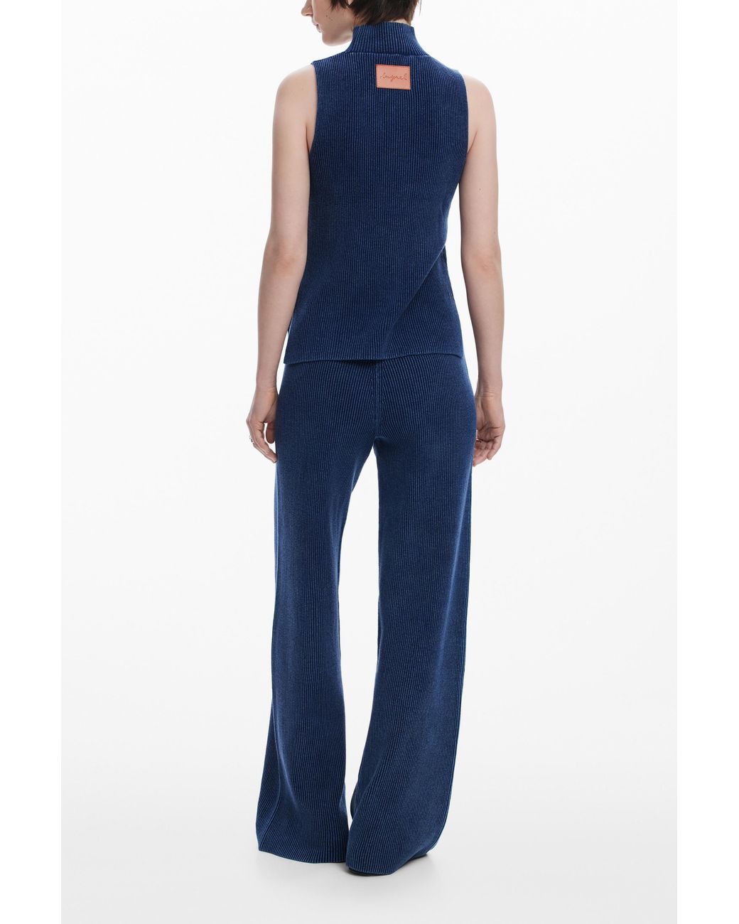Desigual Blue Sleeveless Knit Top, Cotton