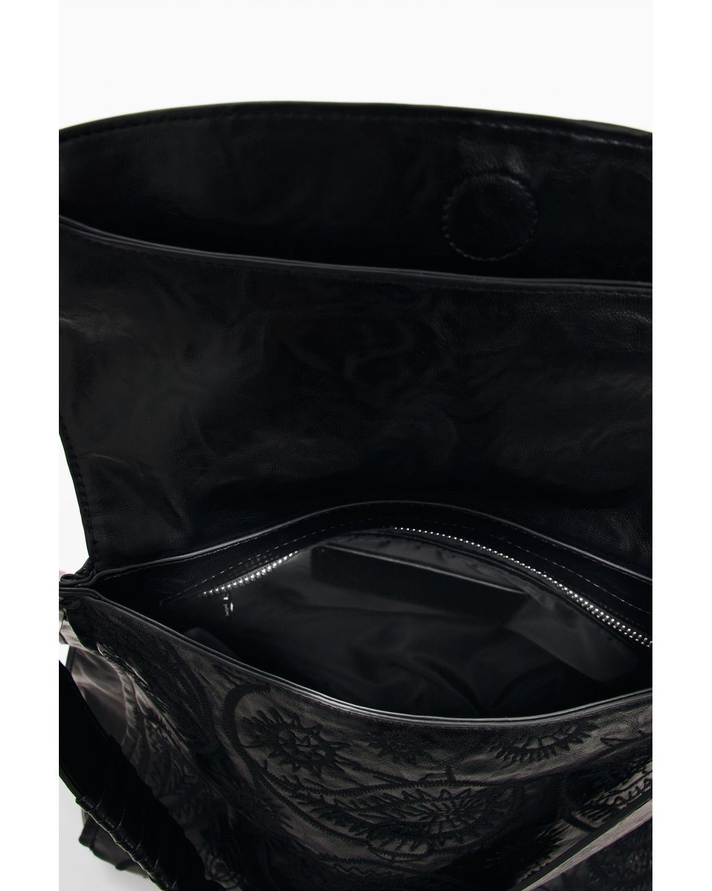 Desigual Black Medium Paisley Backpack, Polyurethane