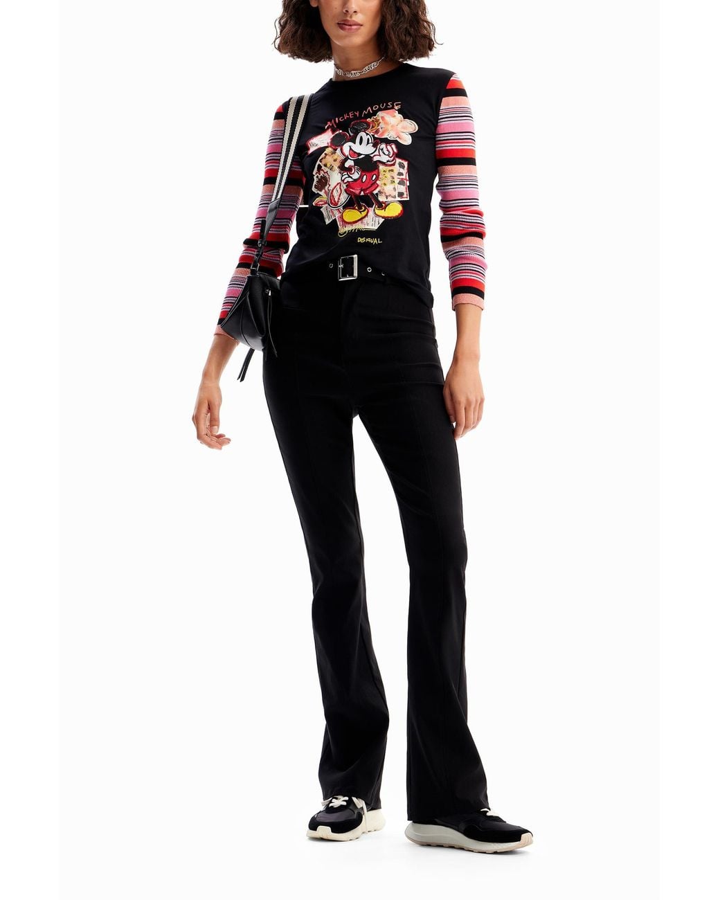 Desigual Black Slim Mickey Mouse T-Shirt