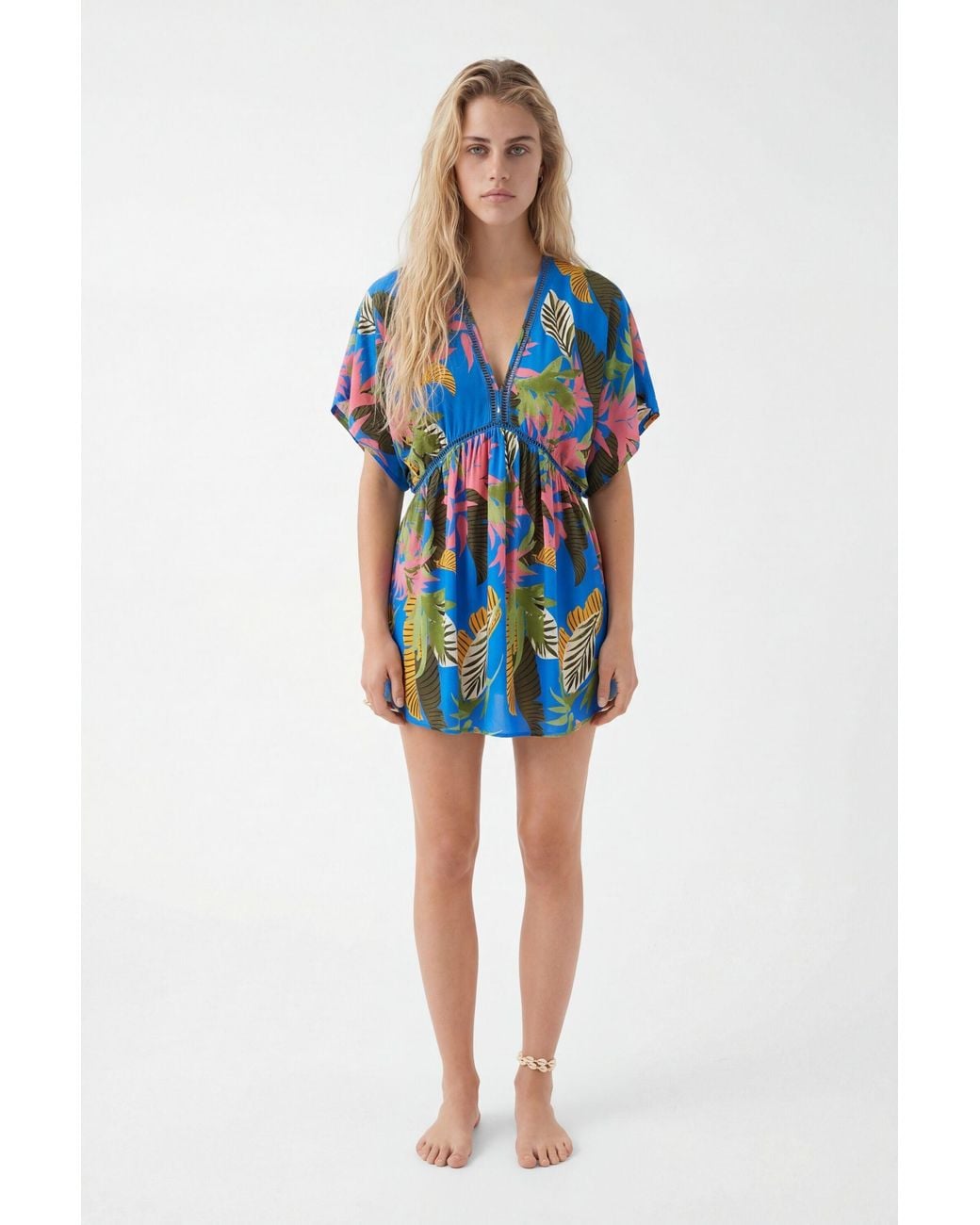 Desigual Blue Tropical Tunic Dress, Viscose