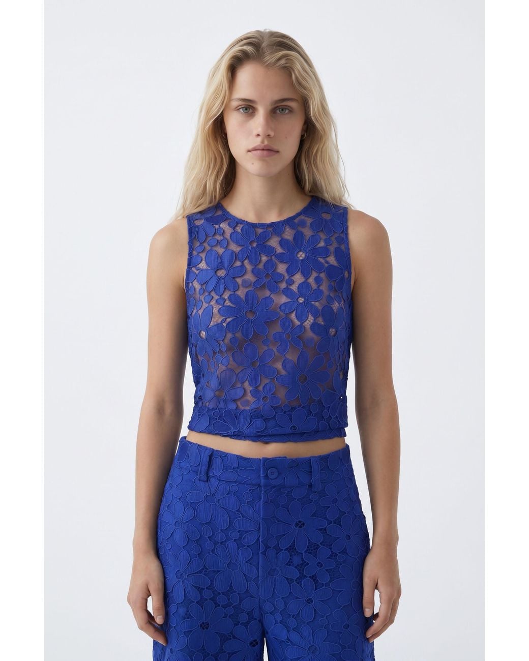 Desigual Blue Cut-Out T-Shirt, Polyester
