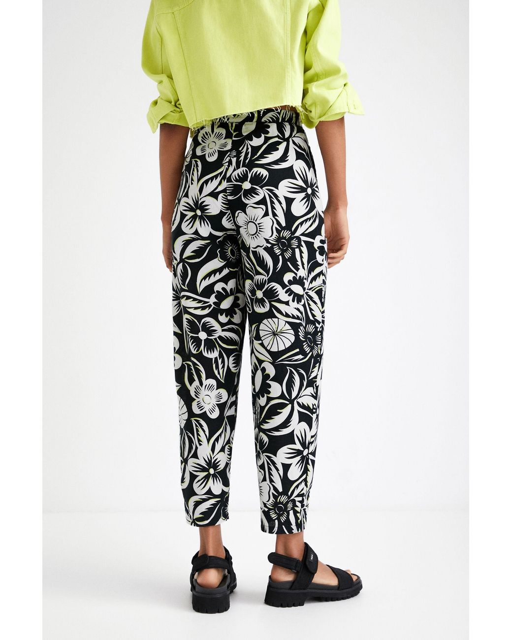 Desigual White Floral Print Trousers