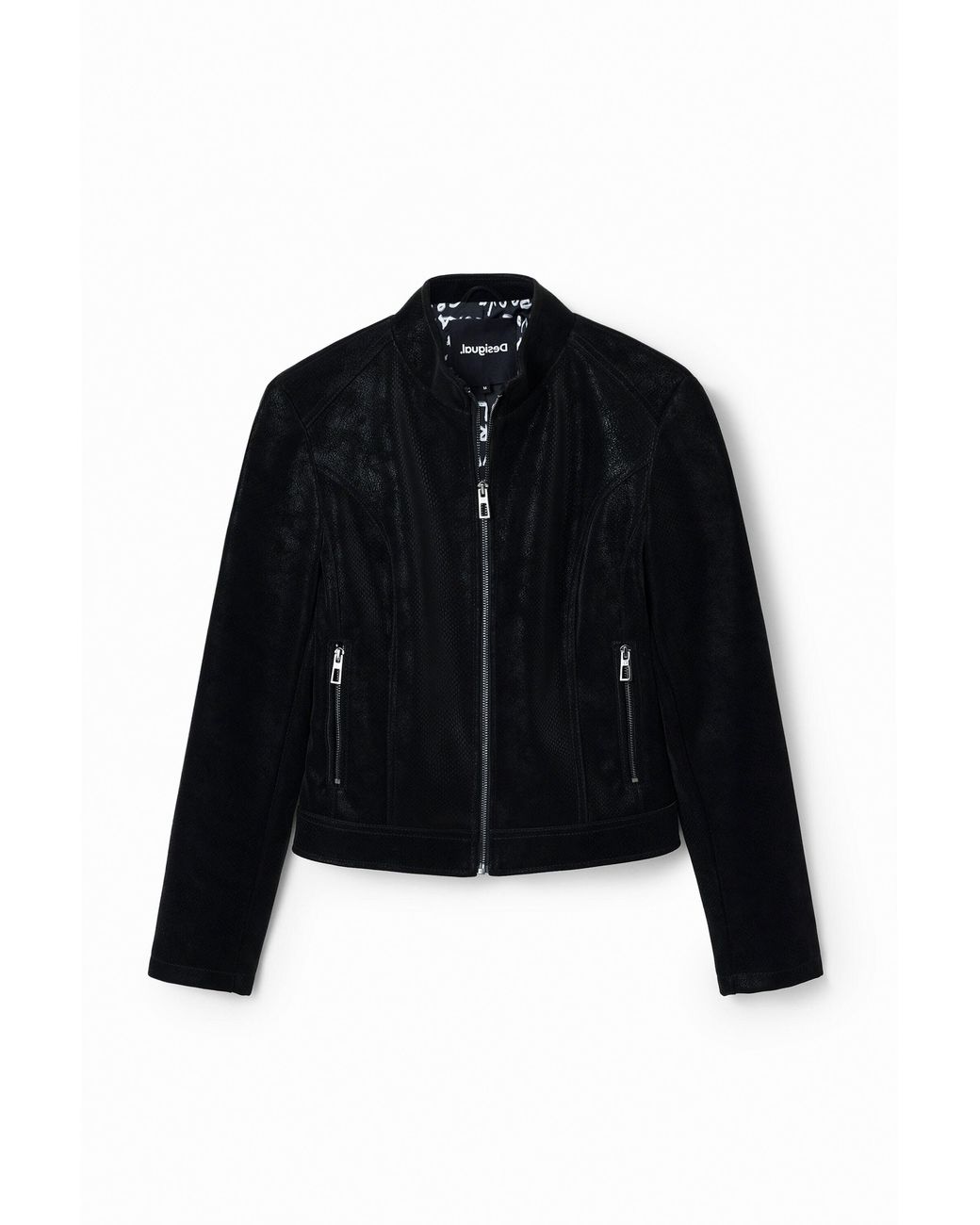 Desigual Black Suede-Effect Jacket, Polyurethane