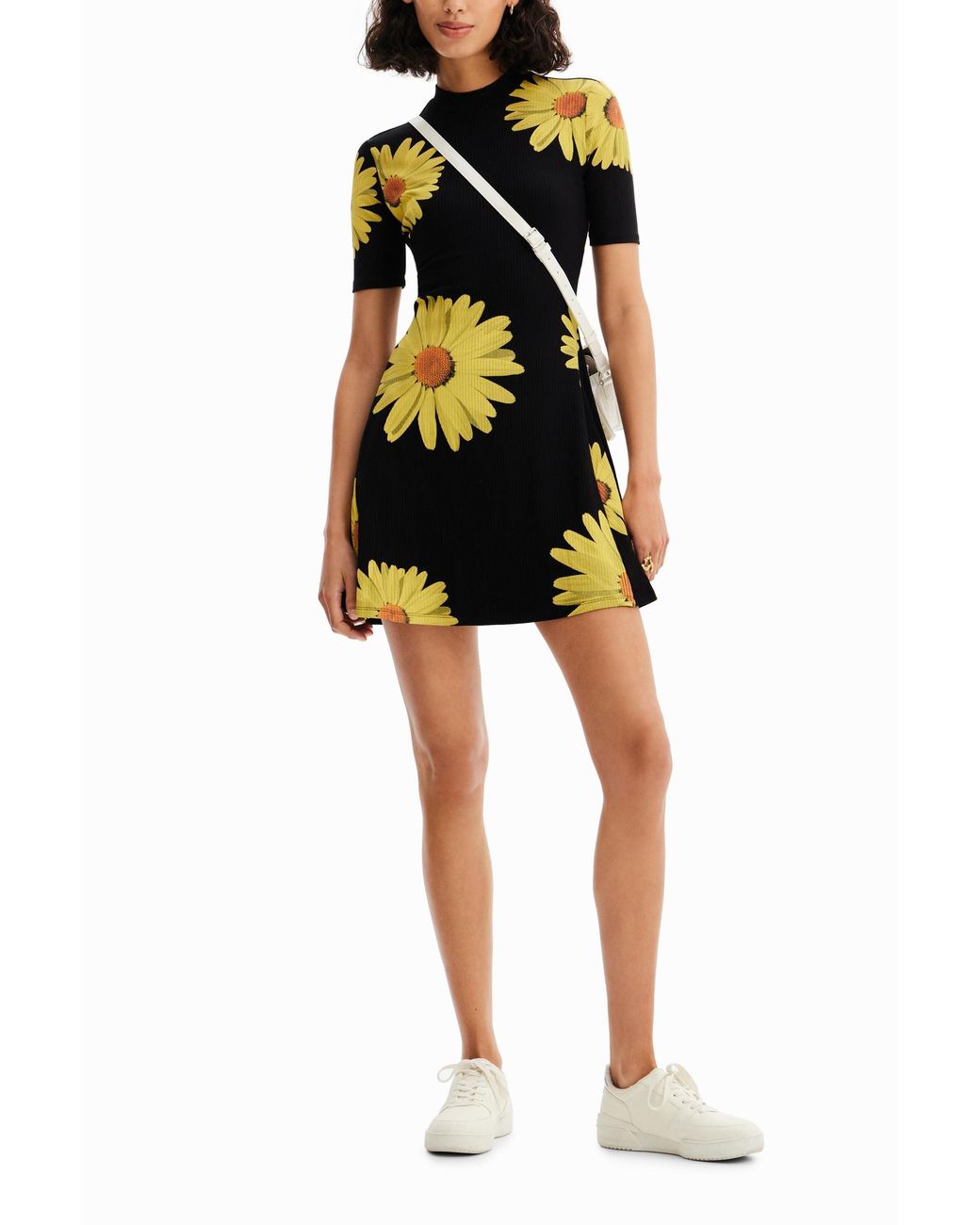 Desigual Black Christian Lacroix Short Daisy Dress, Viscose