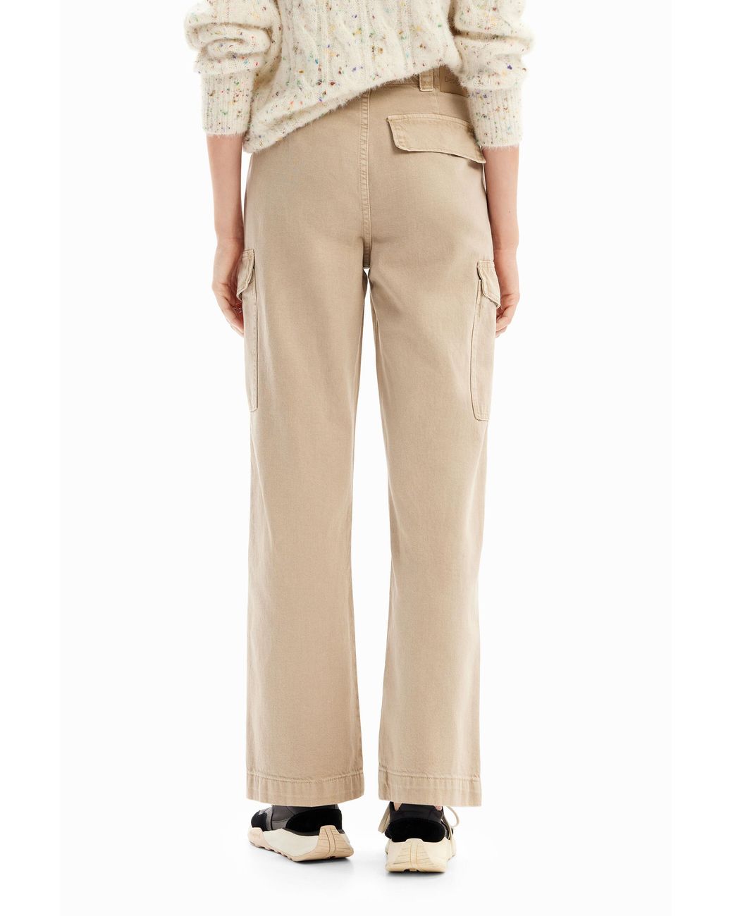 Desigual Natural Long Cargo Trousers, Cotton