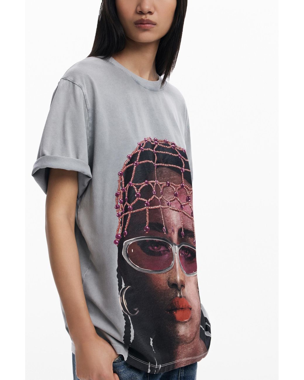 Desigual White Short-Sleeve Expensive T-Shirt, Cotton
