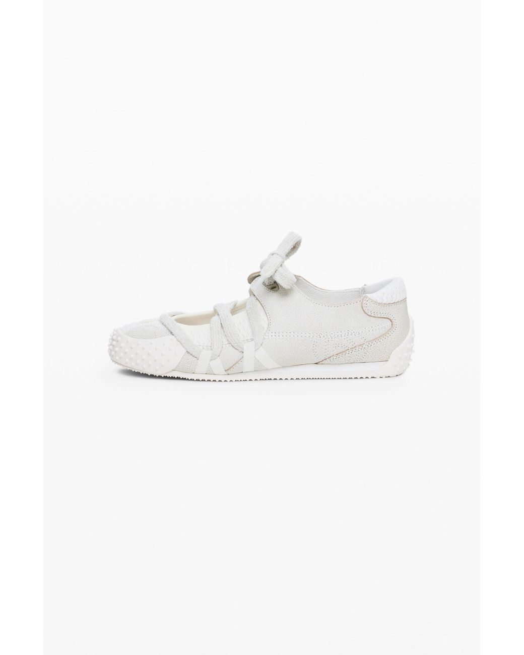Desigual White Raw Fabric Sneaker, Cow Leather
