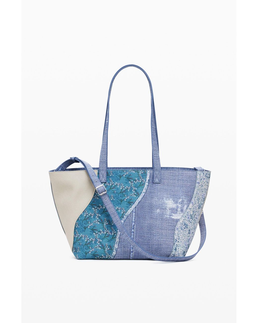 Desigual Blue Large Patch Denim Crossbody Bag, Polyurethane