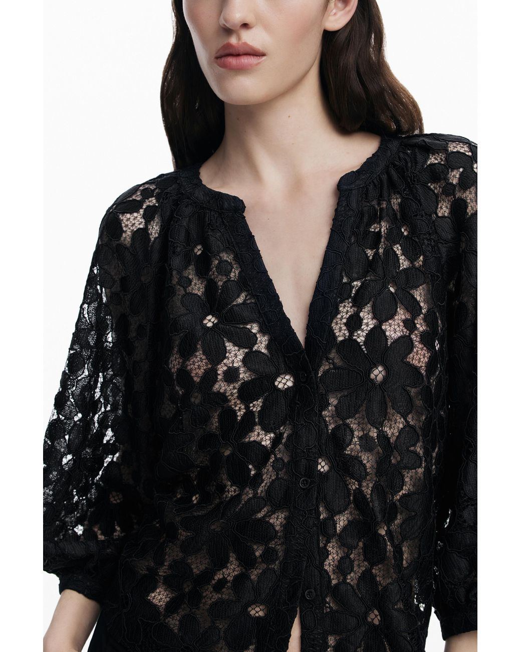 Desigual Black Cut-Out Blouse, Polyester