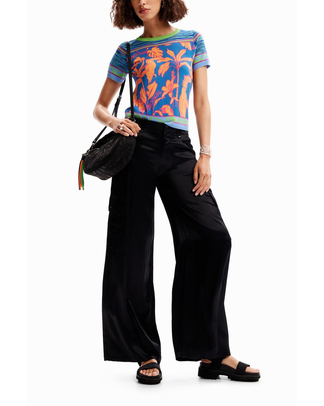 Desigual Blue Knit Tropical T-Shirt