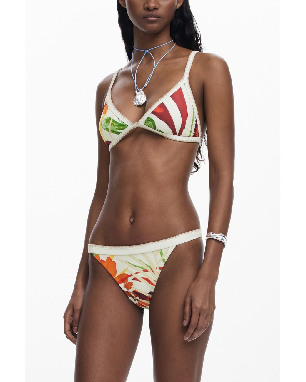 Desigual White Bikini Top