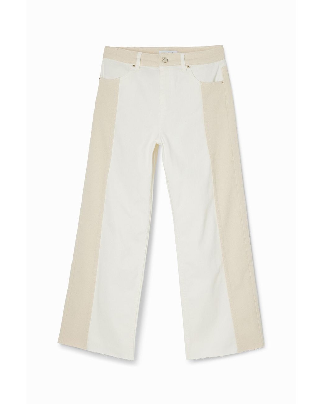 Desigual White Two-Tone Cropped Trousers, Cotton