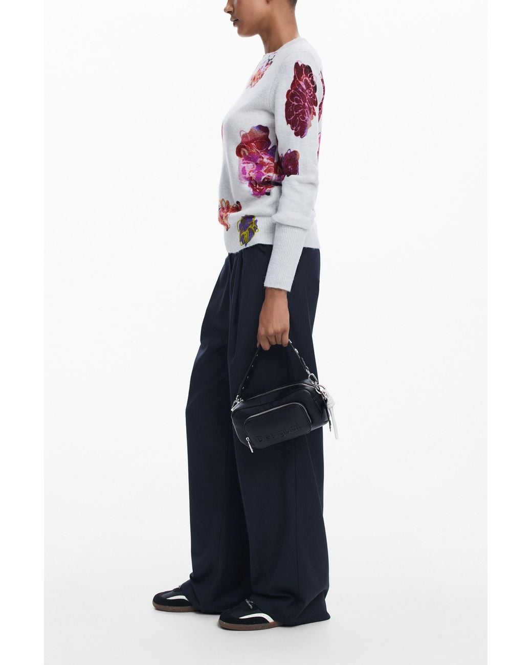 Desigual Blue Floral Sweater M. Christian Lacroix