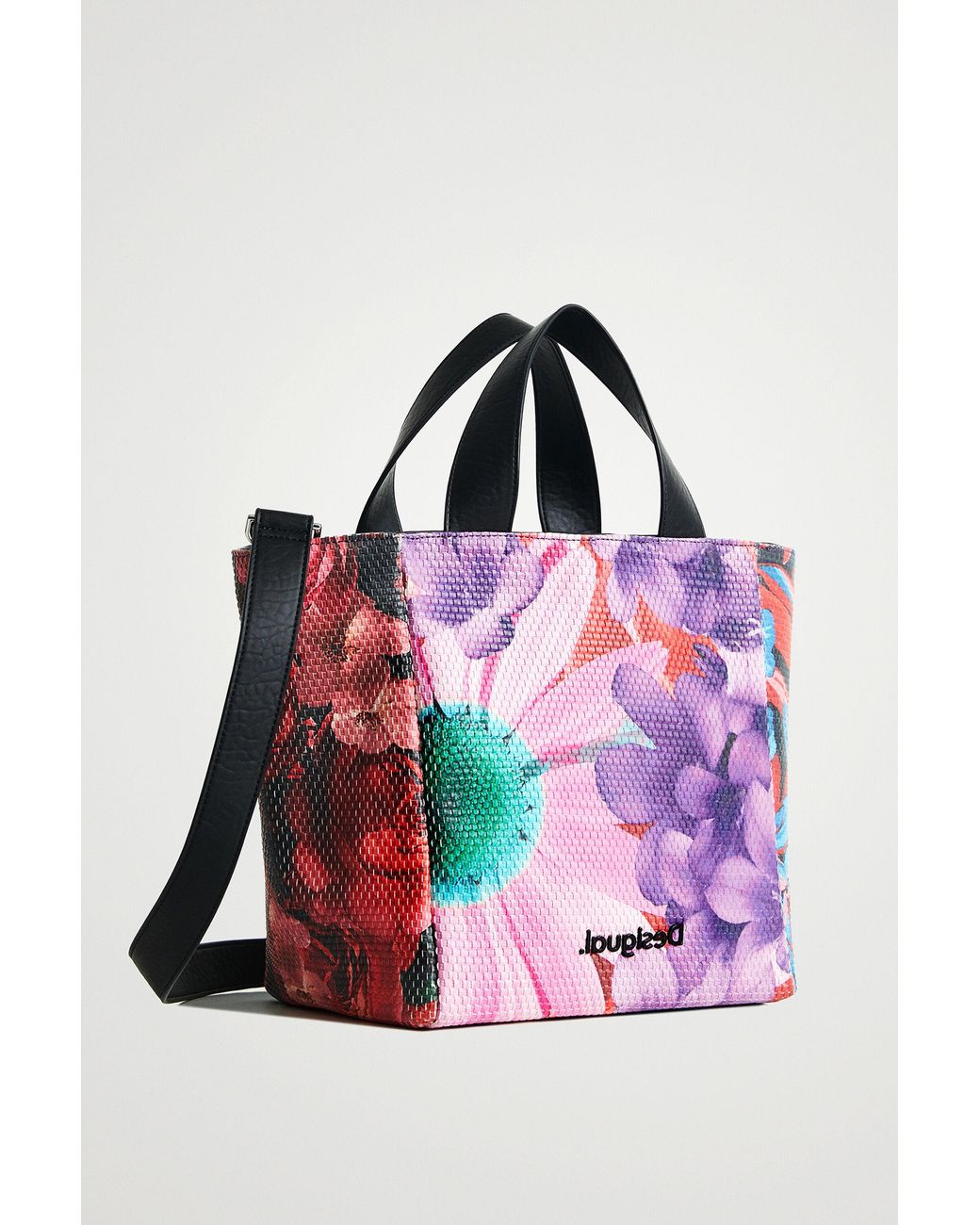 Desigual Pink Floral Handbag, Polyurethane