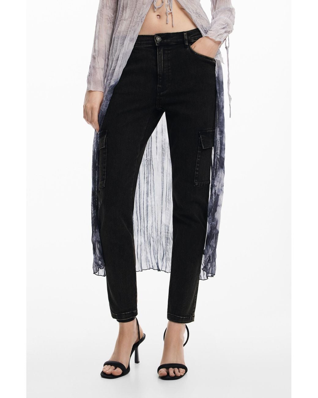 Desigual Black Straight Cargo Jeans