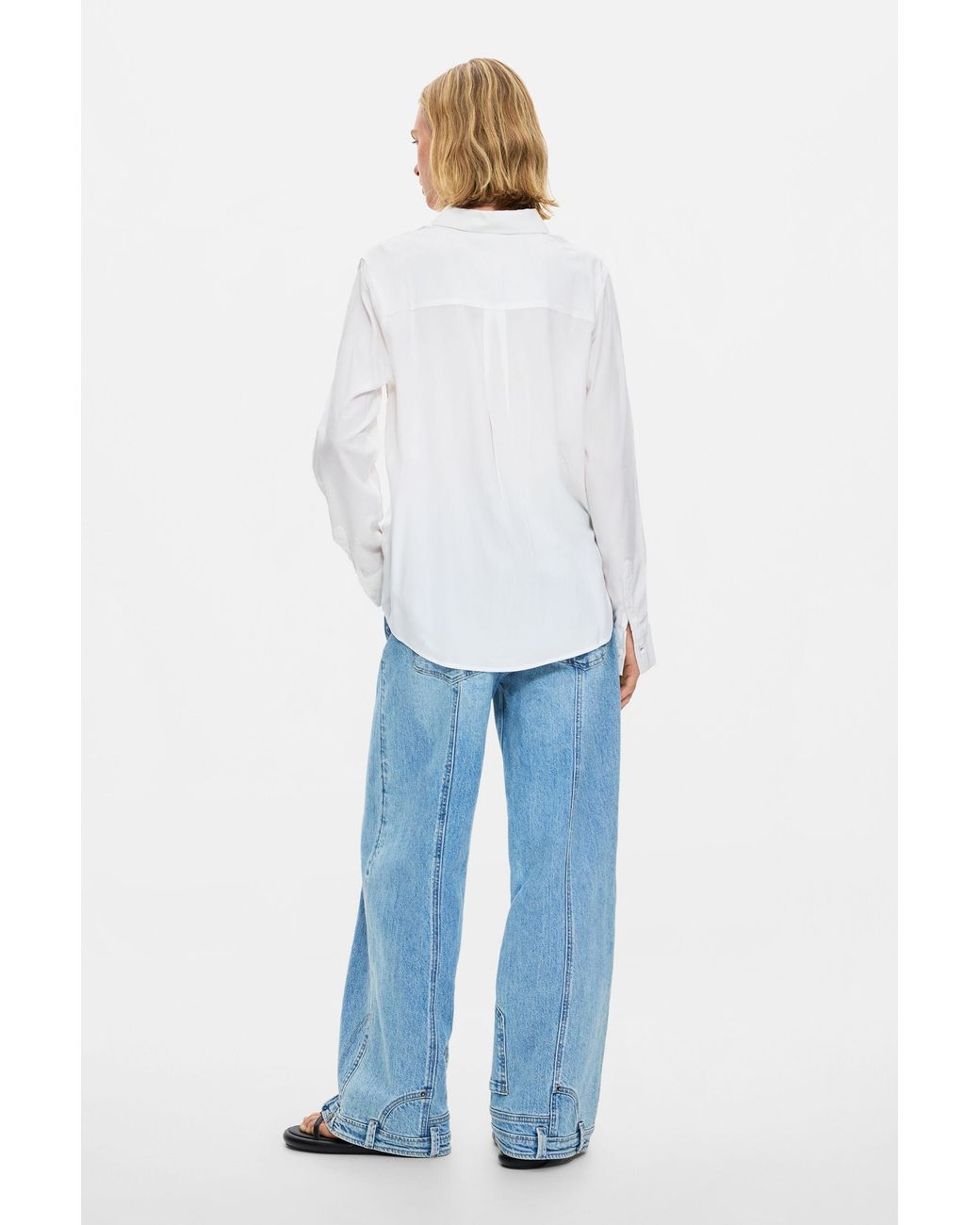 Desigual White Embroidered Floral Shirt, Viscose