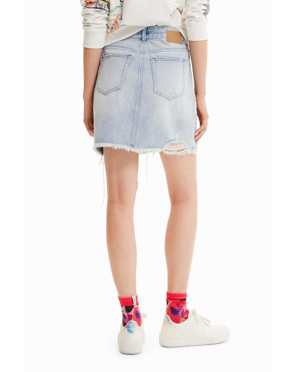 Desigual Blue Denim Criss-Cross Waist Mini Skirt, Cotton