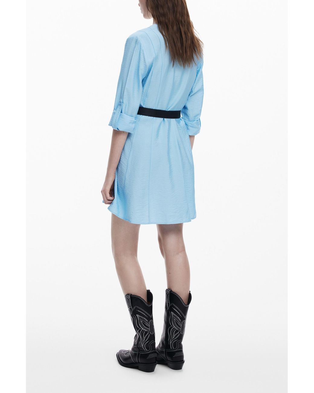 Desigual Blue Shirt Dress With Belt
